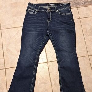 q Womens Gemma Rae Blue Stretch Boot Cut Jeans Size 18W